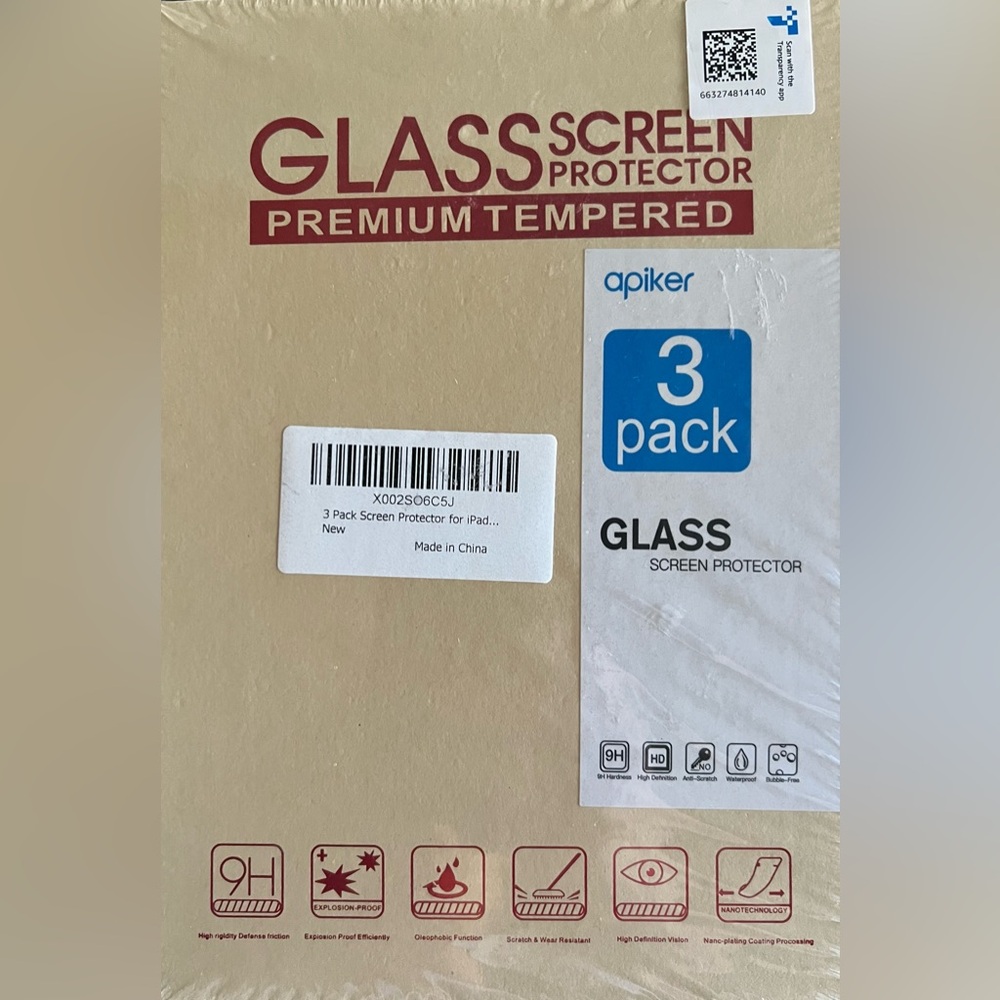 Apiker 3-Pack Glass Screen Protector Premium-factory SEALED